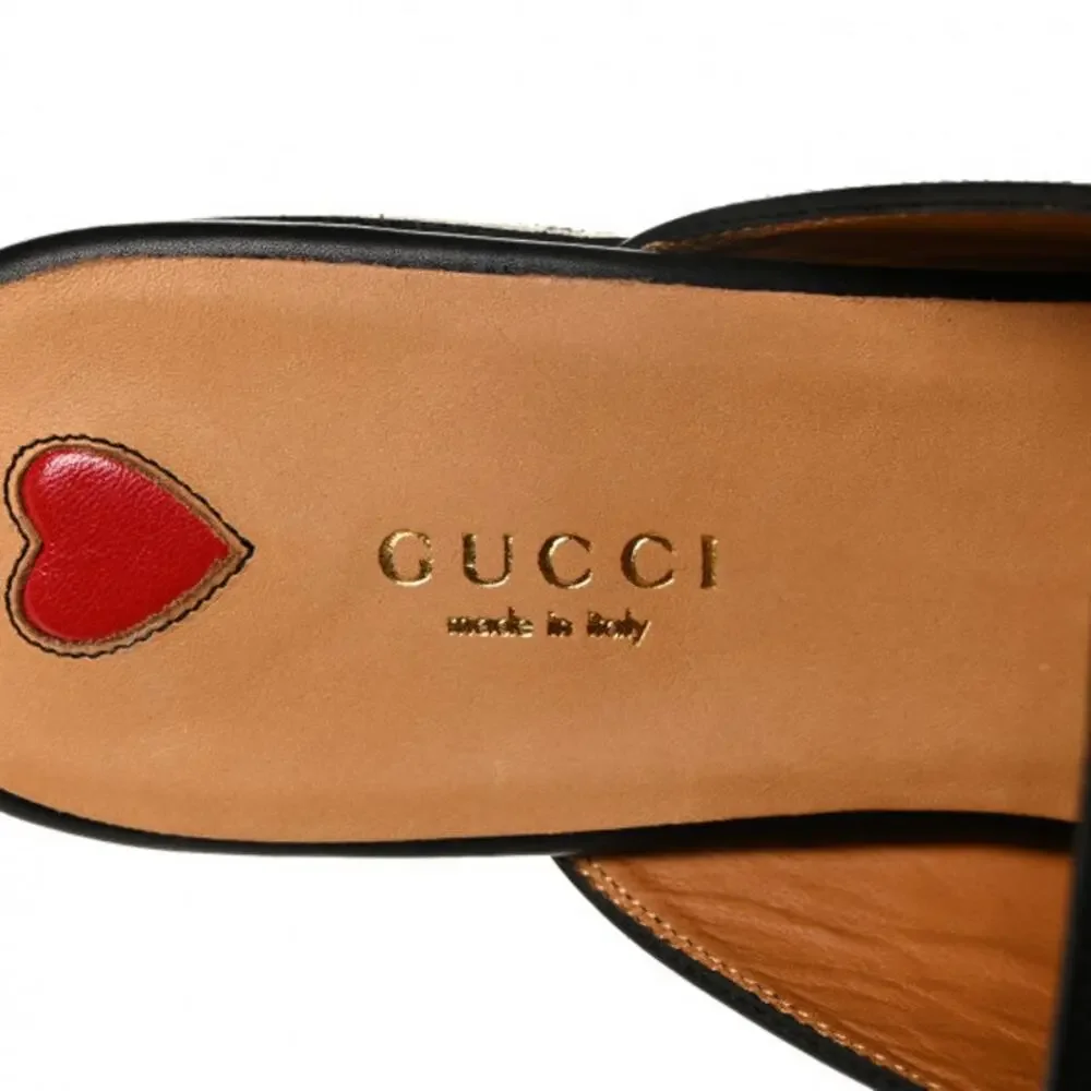 GUCCI Princetown Leather Mules Enbroidered Floral Horsebit Flats Sz. 36 NEW - Picture 9 of 12